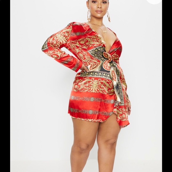 plus size satin wrap dress